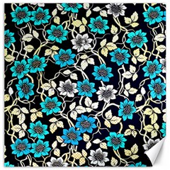 Blue Flower Pattern Floral Pattern Canvas 12  x 12 