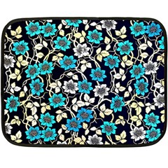 Blue Flower Pattern Floral Pattern Fleece Blanket (Mini)