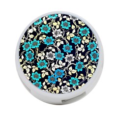 Blue Flower Pattern Floral Pattern 4-Port USB Hub (Two Sides)