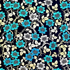 Blue Flower Pattern Floral Pattern Play Mat (Square)