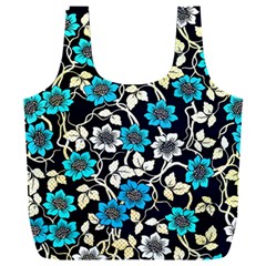 Blue Flower Pattern Floral Pattern Full Print Recycle Bag (XXL)