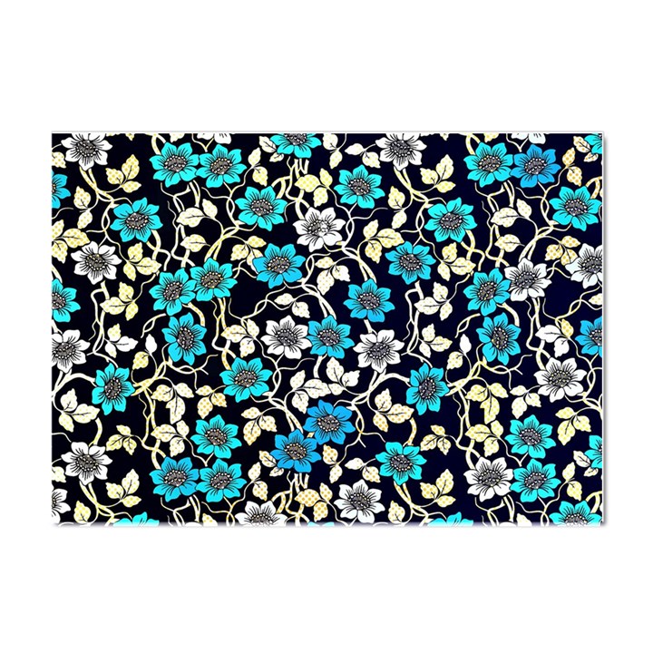 Blue Flower Pattern Floral Pattern Crystal Sticker (A4)