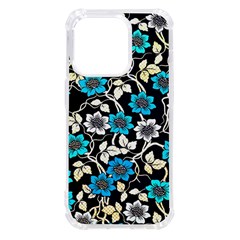 Blue Flower Pattern Floral Pattern iPhone 14 Pro TPU UV Print Case