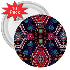 Pattern Ornament Motif Colorful Texture 3  Buttons (10 Pack)  by Grandong