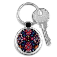 Pattern Ornament Motif Colorful Texture Key Chain (round) by Grandong