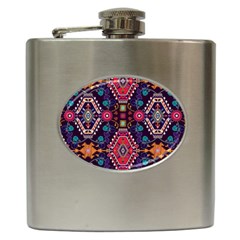 Pattern Ornament Motif Colorful Texture Hip Flask (6 Oz) by Grandong