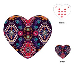 Pattern Ornament Motif Colorful Texture Playing Cards Single Design (heart)