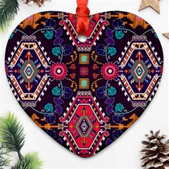 Pattern Ornament Motif Colorful Texture Heart Ornament (two Sides)