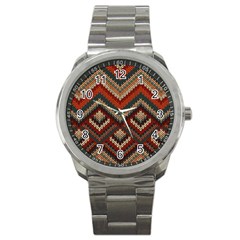 Pattern Knitting Texture Sport Metal Watch by Grandong