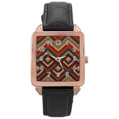 Pattern Knitting Texture Rose Gold Leather Watch  by Grandong