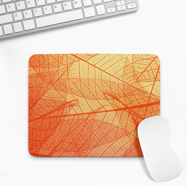 Abstract Texture Of Colorful Bright Pattern Transparent Leaves Orange And Yellow Color Small Mousepad