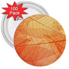 Abstract Texture Of Colorful Bright Pattern Transparent Leaves Orange And Yellow Color 3  Buttons (100 Pack)  by Grandong