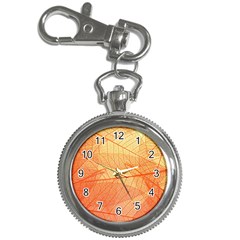 Abstract Texture Of Colorful Bright Pattern Transparent Leaves Orange And Yellow Color Key Chain Watches by Grandong