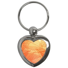 Abstract Texture Of Colorful Bright Pattern Transparent Leaves Orange And Yellow Color Key Chain (heart) by Grandong