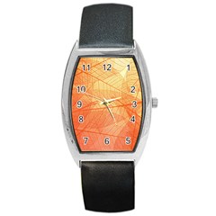 Abstract Texture Of Colorful Bright Pattern Transparent Leaves Orange And Yellow Color Barrel Style Metal Watch by Grandong