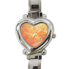 Abstract Texture Of Colorful Bright Pattern Transparent Leaves Orange And Yellow Color Heart Italian Charm Watch by Grandong