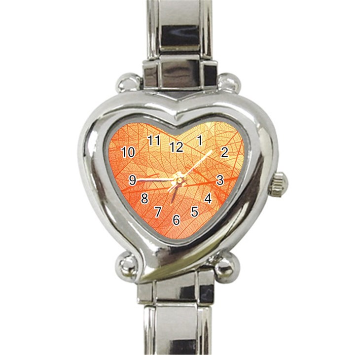 Abstract Texture Of Colorful Bright Pattern Transparent Leaves Orange And Yellow Color Heart Italian Charm Watch