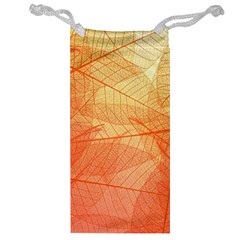 Abstract Texture Of Colorful Bright Pattern Transparent Leaves Orange And Yellow Color Jewelry Bag by Grandong