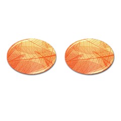 Abstract Texture Of Colorful Bright Pattern Transparent Leaves Orange And Yellow Color Cufflinks (oval) by Grandong