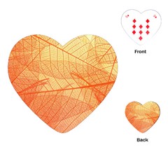 Abstract Texture Of Colorful Bright Pattern Transparent Leaves Orange And Yellow Color Playing Cards Single Design (heart) by Grandong