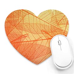 Abstract Texture Of Colorful Bright Pattern Transparent Leaves Orange And Yellow Color Heart Mousepad by Grandong