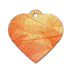 Abstract Texture Of Colorful Bright Pattern Transparent Leaves Orange And Yellow Color Dog Tag Heart (two Sides) by Grandong