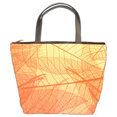 Abstract Texture Of Colorful Bright Pattern Transparent Leaves Orange And Yellow Color Bucket Bag by Grandong