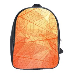 Abstract Texture Of Colorful Bright Pattern Transparent Leaves Orange And Yellow Color School Bag (large) by Grandong