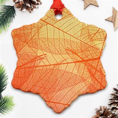 Abstract Texture Of Colorful Bright Pattern Transparent Leaves Orange And Yellow Color Snowflake Ornament (two Sides) by Grandong