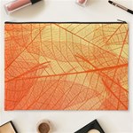 Abstract Texture Of Colorful Bright Pattern Transparent Leaves Orange And Yellow Color Cosmetic Bag (XXXL) Back