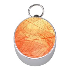 Abstract Texture Of Colorful Bright Pattern Transparent Leaves Orange And Yellow Color Mini Silver Compasses by Grandong