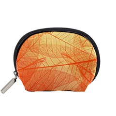 Abstract Texture Of Colorful Bright Pattern Transparent Leaves Orange And Yellow Color Accessory Pouch (small) by Grandong