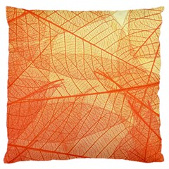 Abstract Texture Of Colorful Bright Pattern Transparent Leaves Orange And Yellow Color Standard Premium Plush Fleece Cushion Case (two Sides) by Grandong