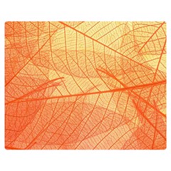 Abstract Texture Of Colorful Bright Pattern Transparent Leaves Orange And Yellow Color Two Sides Premium Plush Fleece Blanket (medium) by Grandong