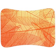 Abstract Texture Of Colorful Bright Pattern Transparent Leaves Orange And Yellow Color Velour Seat Head Rest Cushion by Grandong