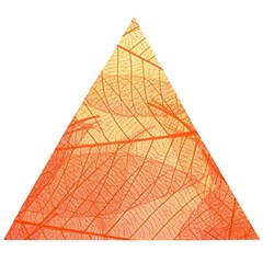 Abstract Texture Of Colorful Bright Pattern Transparent Leaves Orange And Yellow Color Wooden Puzzle Triangle by Grandong