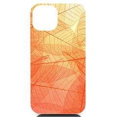 Abstract Texture Of Colorful Bright Pattern Transparent Leaves Orange And Yellow Color Iphone 14 Black Uv Print Case by Grandong