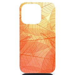 Abstract Texture Of Colorful Bright Pattern Transparent Leaves Orange And Yellow Color Iphone 14 Pro Black Uv Print Case by Grandong