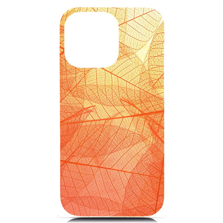 Abstract Texture Of Colorful Bright Pattern Transparent Leaves Orange And Yellow Color iPhone 14 Pro Max Black UV Print Case