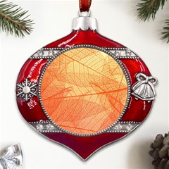 Abstract Texture Of Colorful Bright Pattern Transparent Leaves Orange And Yellow Color Metal Snowflake And Bell Red Ornament by Grandong