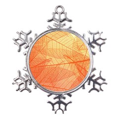 Abstract Texture Of Colorful Bright Pattern Transparent Leaves Orange And Yellow Color Metal Large Snowflake Ornament by Grandong