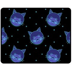 Vector Illustration Of Cat Animal Face Pattern Fleece Blanket (medium) by Ndabl3x