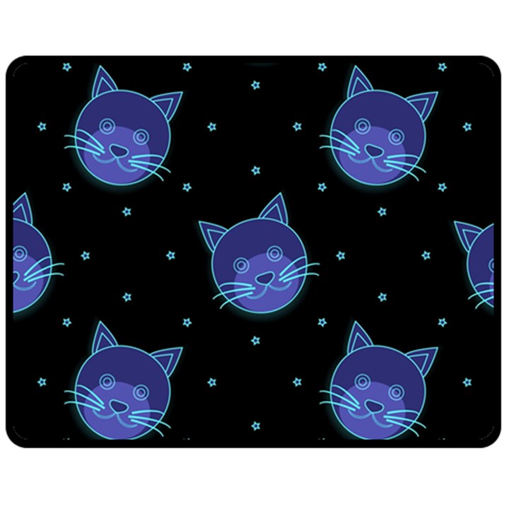 Vector Illustration Of Cat Animal Face Pattern Fleece Blanket (Medium)