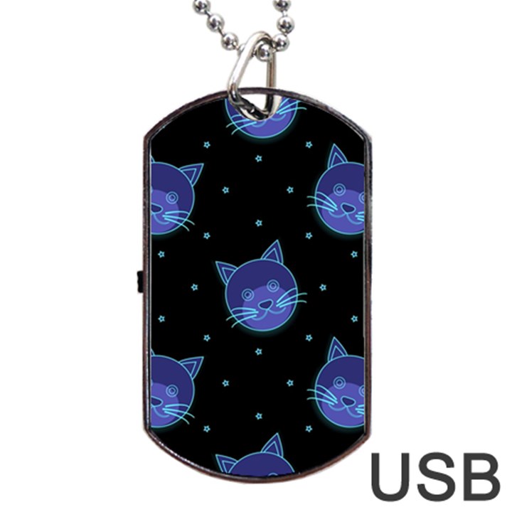 Vector Illustration Of Cat Animal Face Pattern Dog Tag USB Flash (Two Sides)