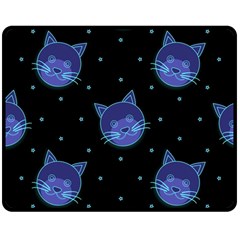 Vector Illustration Of Cat Animal Face Pattern Two Sides Fleece Blanket (medium) by Ndabl3x