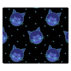 Vector Illustration Of Cat Animal Face Pattern Two Sides Premium Plush Fleece Blanket (small) by Ndabl3x