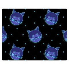 Vector Illustration Of Cat Animal Face Pattern Two Sides Premium Plush Fleece Blanket (medium) by Ndabl3x