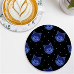 Vector Illustration Of Cat Animal Face Pattern UV Print Round Tile Coaster Front