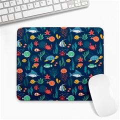 Fish Sea Animals Pattern Large Mousepad by Ndabl3x