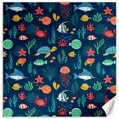 Fish Sea Animals Pattern Canvas 20  X 20  by Ndabl3x